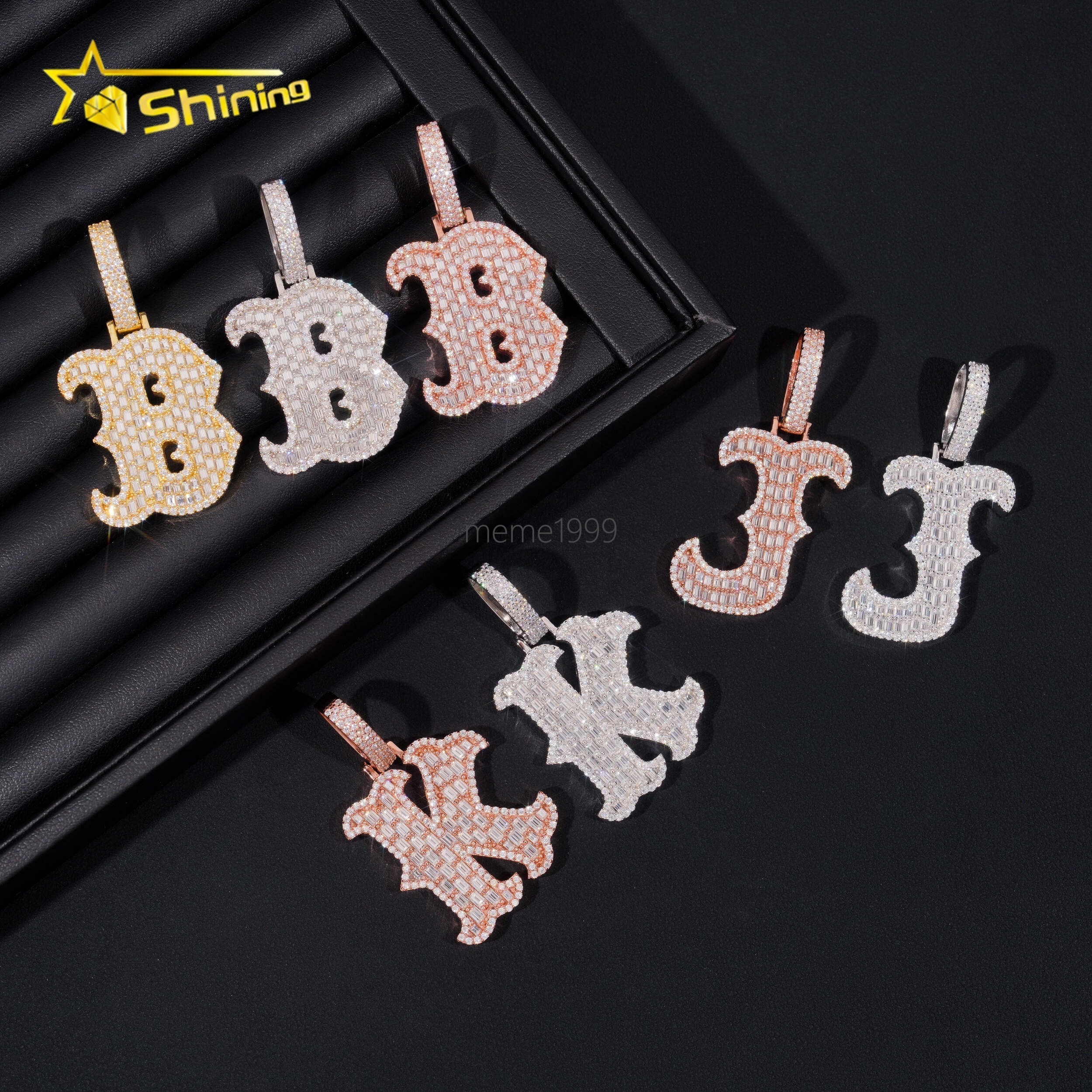 Moissanite Bling Jewelry 925 Silver Mens Diamond Letter B Iced Out Hip Hop Moissanite Pendant