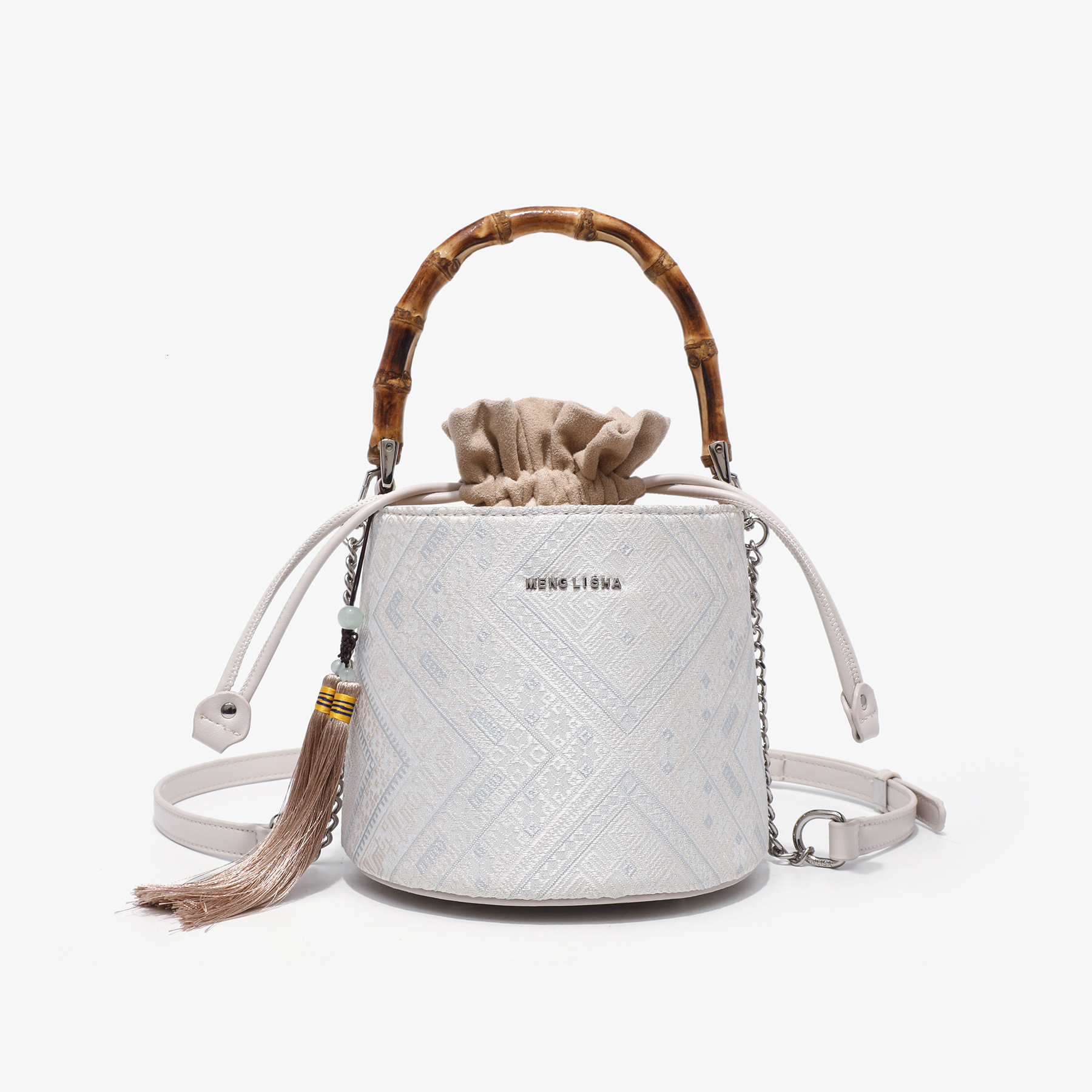 Free Shipping Designer New Light Luxury Women's Bucket Bag Fashion Bamboo Hand-held Cylindrical Bag Shoulder Bag Handbag