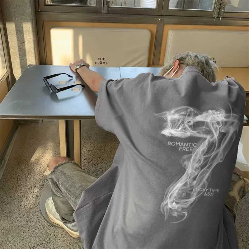 2025 Summer Goth Seven Printed Short Sleeve Tshirt Mens Hip Hop Fashion Cotton Oversized T-shirts High Street Y2K Tee Tops Y250819