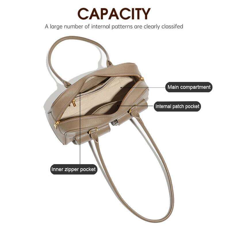 Designer Bags Fashion Women's Genuine Leather Underarm Lady Daily Commuting Shoulder Boston Girls Versatile Simple Stylish Bowling Bag Luxury Bag