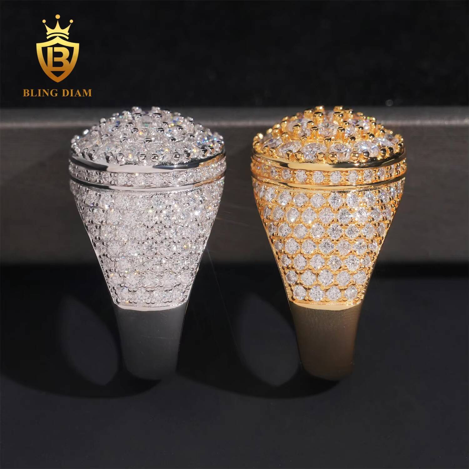 Hip Hop Jewelry Ring S925 Sterling Silver Ice Out Vvs Moissanite Pass Diamond Tester Resin Flower Finger Rings for Men
