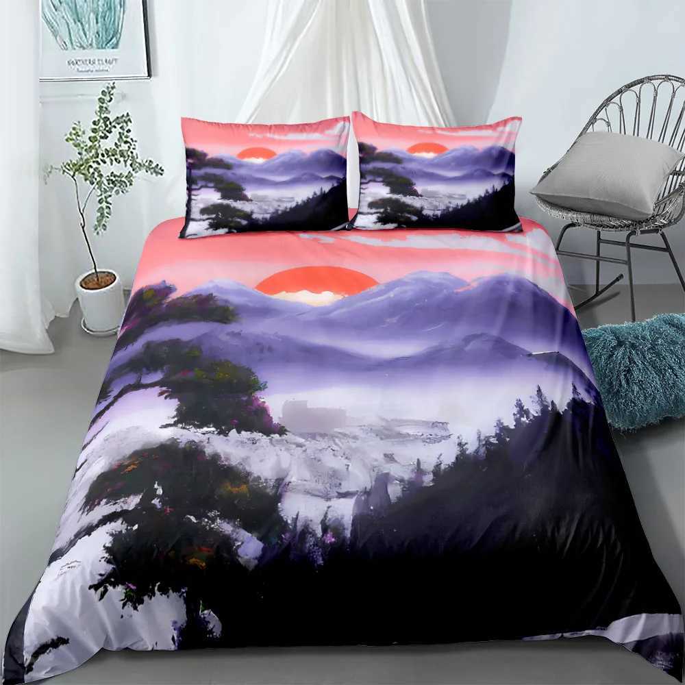 Ukiyo Tree Duvet Cover Set UK Single Double Queen US Twin Full King Size Bed Linen Set Y250819