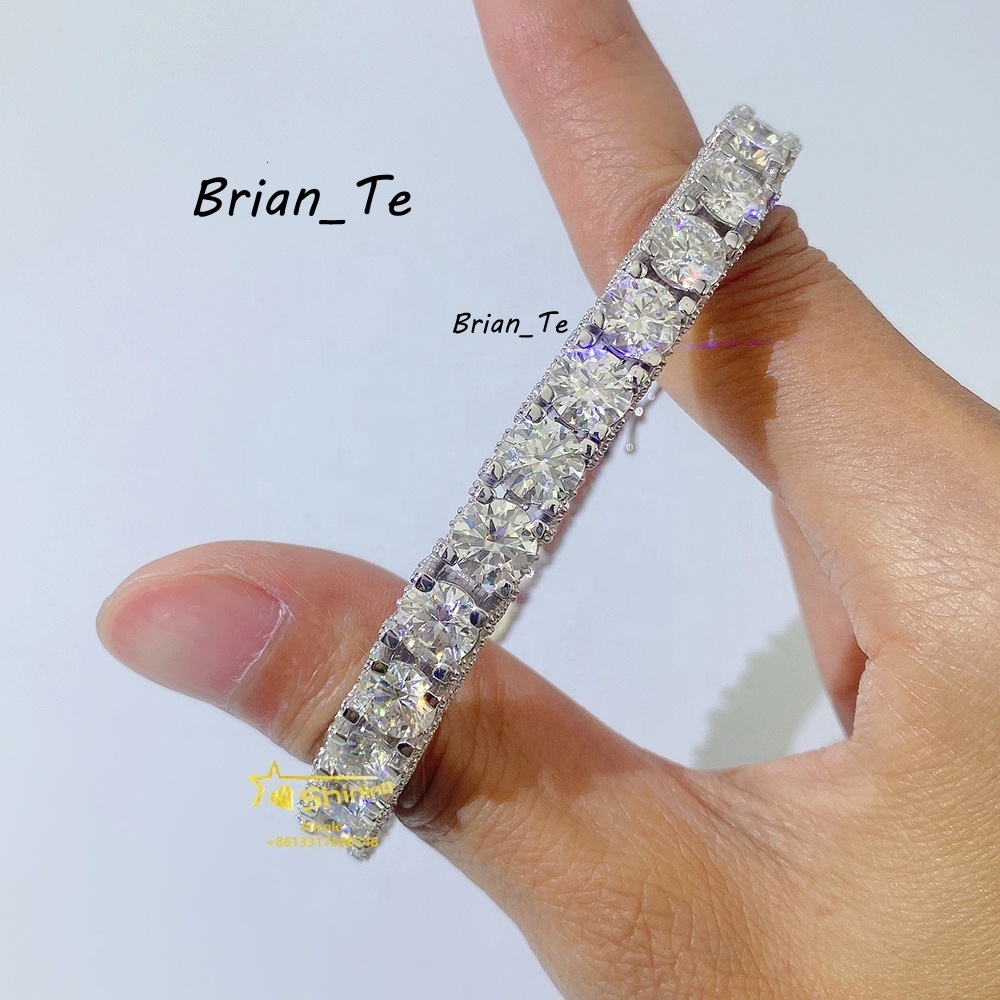 Hip Hop Jewelry Factory Price Iced Out Gra Vvs Moissanite 6.5mm 18k Gold Plated Tennis Chain Bracelet