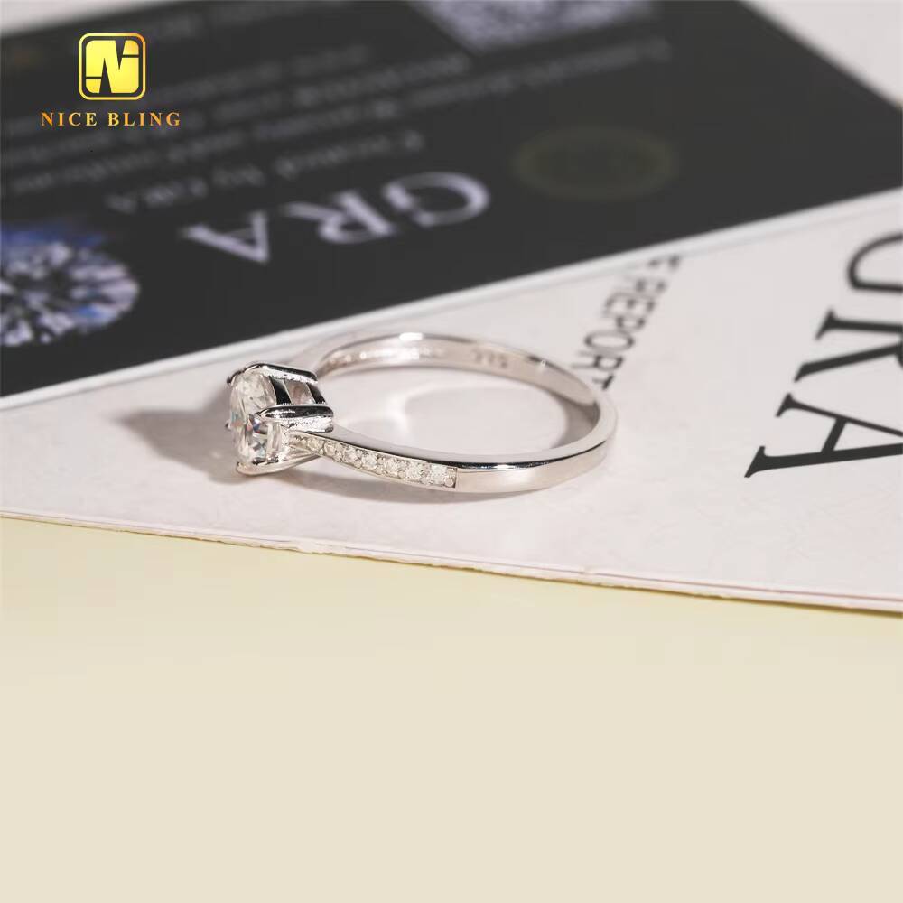 Fashion Classical Round Shaped Eternity Trendy Moissanite Wedding Ring 6 Claws Round Brilliant Cut Moissanite Engagement Ring