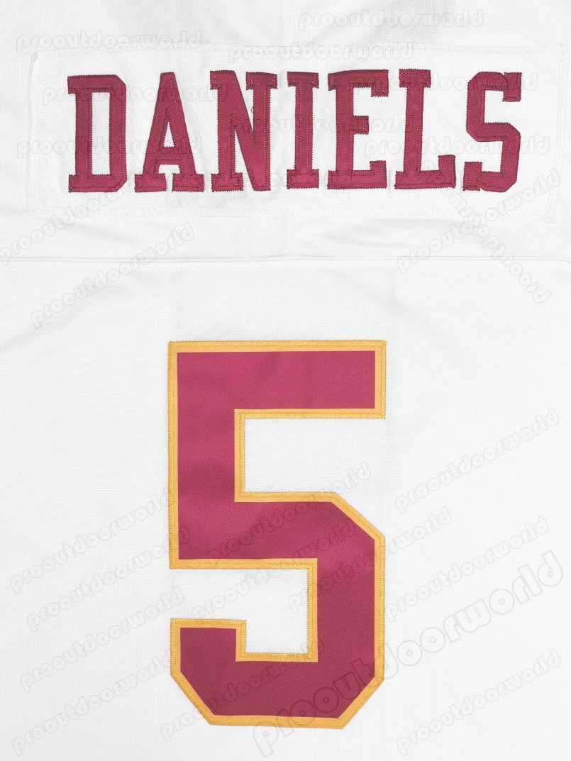 5 Jayden Daniels Personalized Wine Red/White Football Jersey 21 Sean Taylor 17 Terry McLaurin 4 Frankie Luvu Wagner Custom Nom and Num Embroidered Des