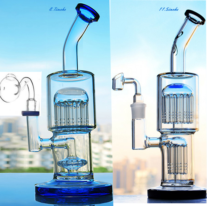Glass Bongs Smoking Water Pipes Arm Tree Perc Heady Glass Recycler water Bong with 14mm Banger