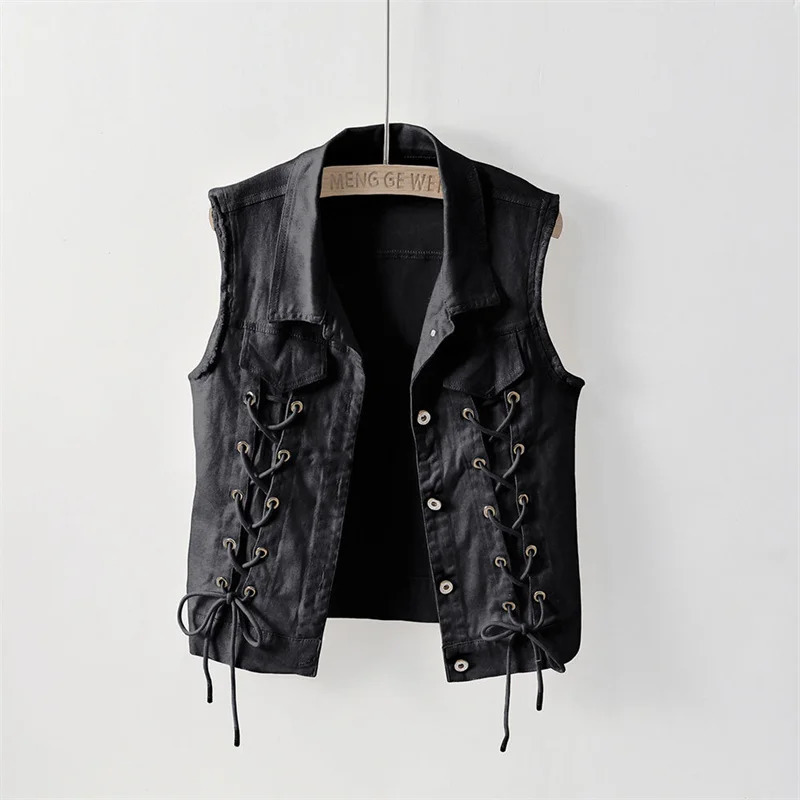 Fashion Denim Vest Female Spring Autumn Sleeveless Wild Tops Short Jacket Women Jean Waistcoat White Black Chaleco Mujer S5XL 250815