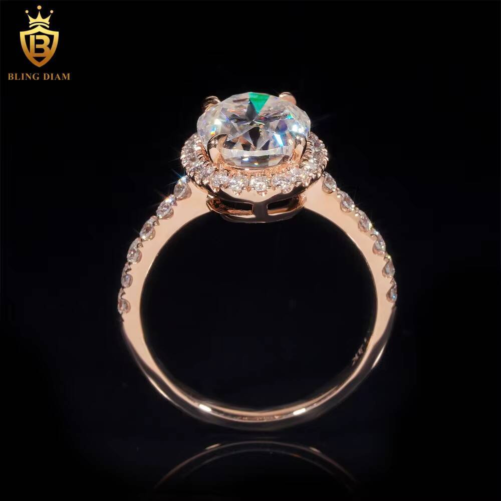 Fine Jewelry 14K Solid Rose Gold VVS Moissanite Diamond Engagement Rings in Stock with Certificate
