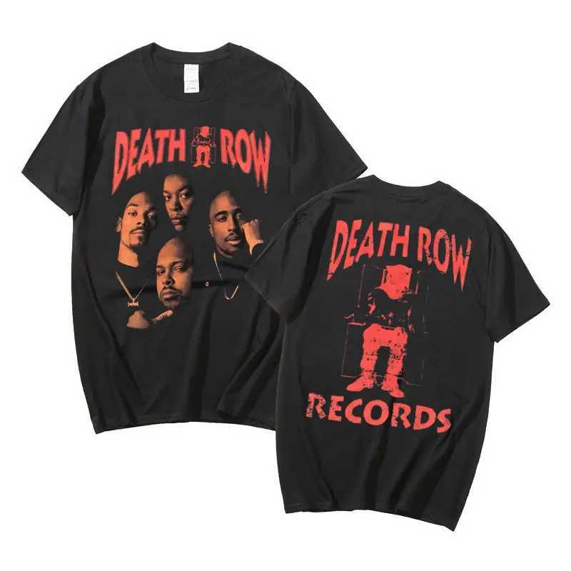 Death Row Records Double Sided Graphic Tshirt Men Women Hip Hop Style T-shirt Man Retro T Shirts Rapper Mens Fashion Streetwear Y250819