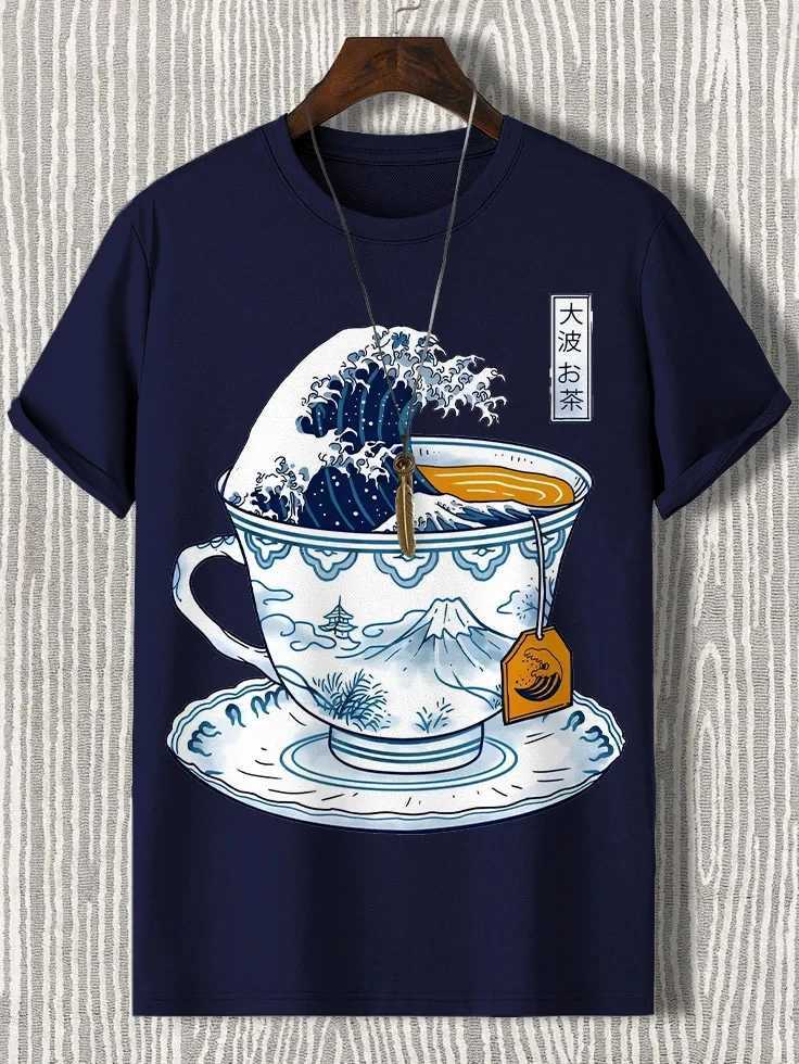 Teacup Graphic Mens T Shirt Japanese Art 3D Printed Casual Short Sleeve Tees Street Oversized Clothing Fashion Cartoon T-Shirts Y250819