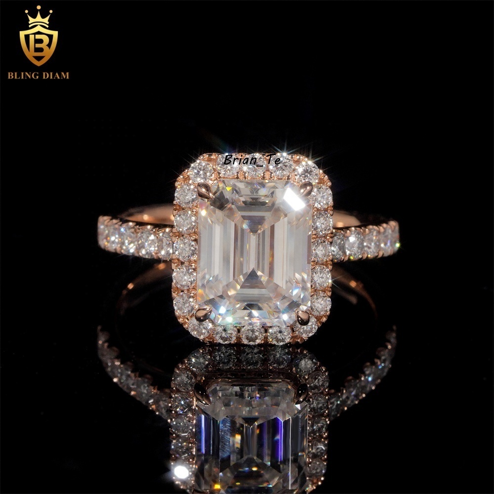 Luxury Pass Diamond Tester VVS Moissanite Diamond Fine Jewelry 14K Rose Gold Engagement Wedding Ring