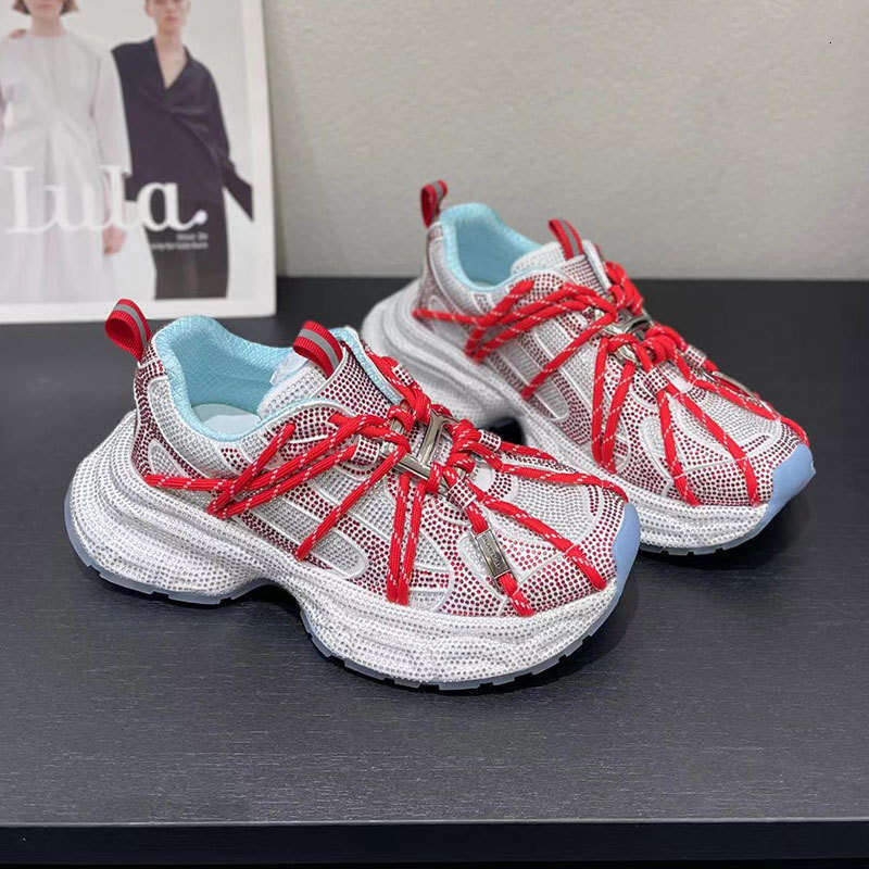 2025 Summer Starry Sky Rhinestone Thick-Soled Street Style Dad Breathable Height-Increasing Ins Trendy Fashionable Casual Shoes for Women