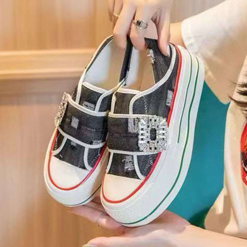 Sparkling Diamond Two-Way Canvas Shoes 2025 Summer New Slip-On Breathable Ins Style Versatile Fashion Casual Sneakers