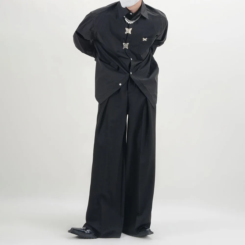 Suit Pants Mens Dress Loose Oversized Wide Leg Summer Casual Straight Retro Mopping Trousers Formal 250808