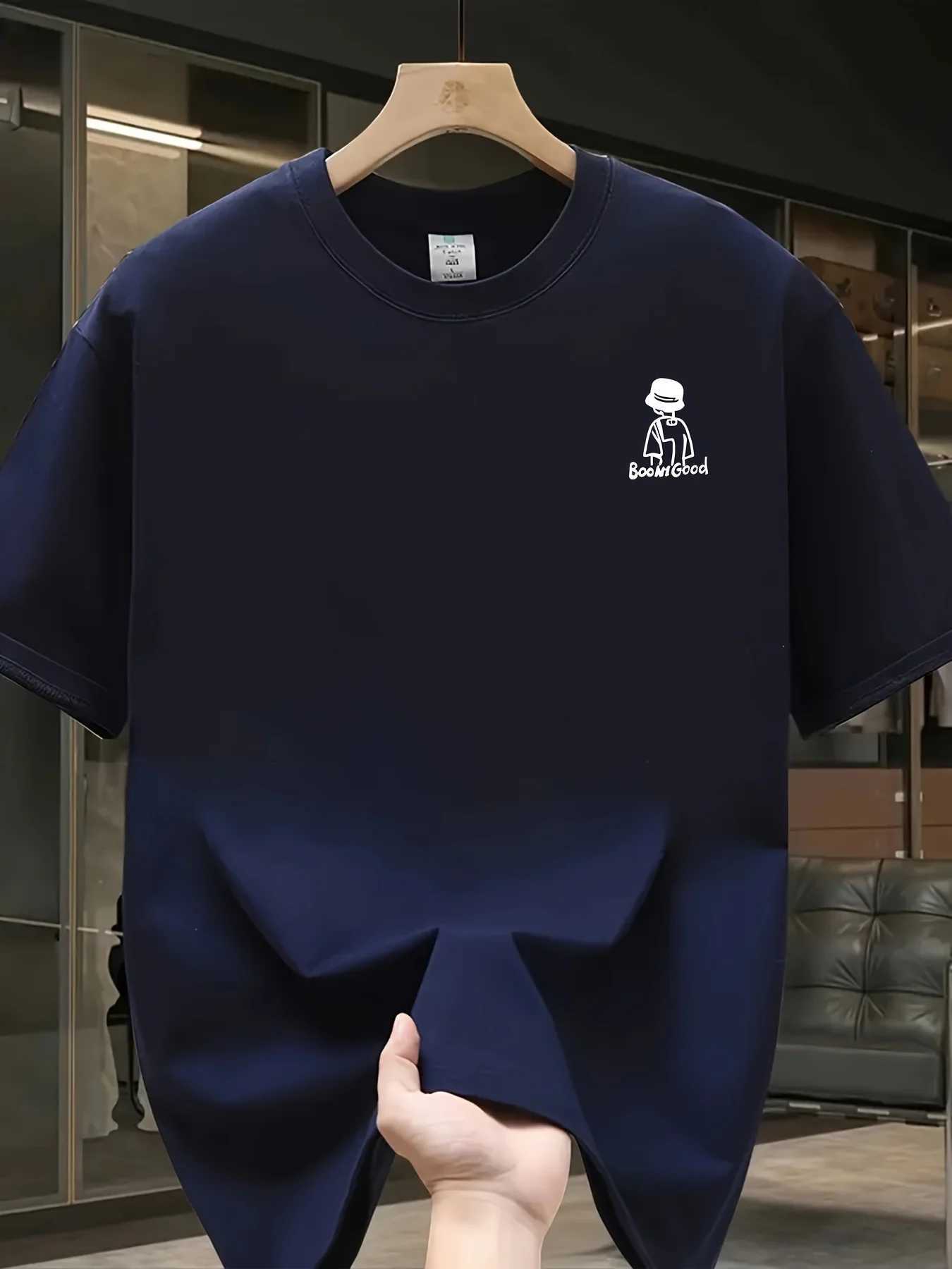 Mens Summer 100% Cotton Fashionable Casual Loose Trendy Pattern Printed Round Neck Short Sleeve T-shirt Top Y250819