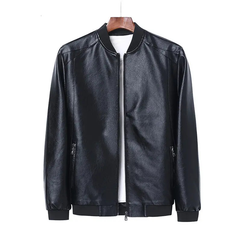 2023 Autumn Men Black Biker PU Leather Coat Korean Fashion Pu Jacket Trend Casual Fit Slim Baseball Clothes 8Xl 250815