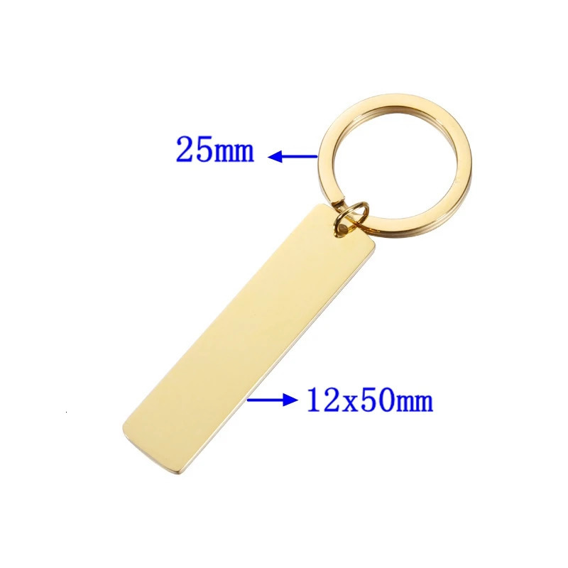 10Piece 12x50mm Mirror Polished Stainless Steel Strip Blank Keychains For DIY Souvenir Gifts Mens Car Key Jewelry 250811