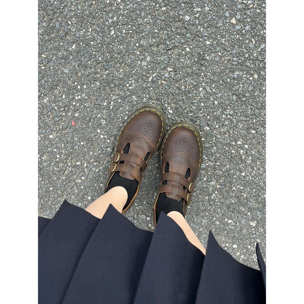 Cowhide Version ~ Niche Versatile Martin for Women, British Style Casual Small Leather Shoes, Hollow Thick-Soled Mary Jane Shoes