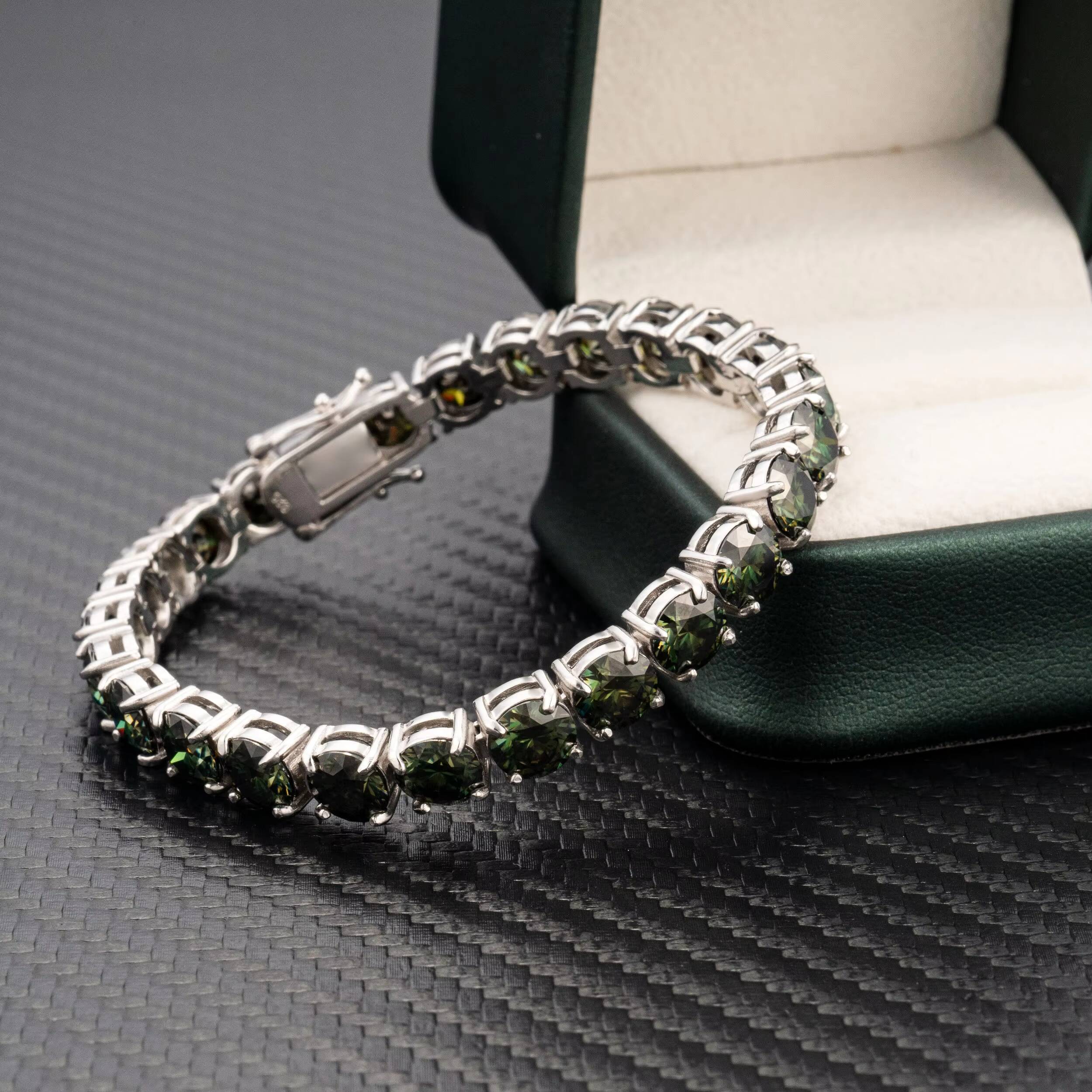 Top Quality Hot Selling Pass Diamond Tester 925 Silver 5mm 6.5mm Color Tennis Bracelet Green Moissanite Tennis Chain