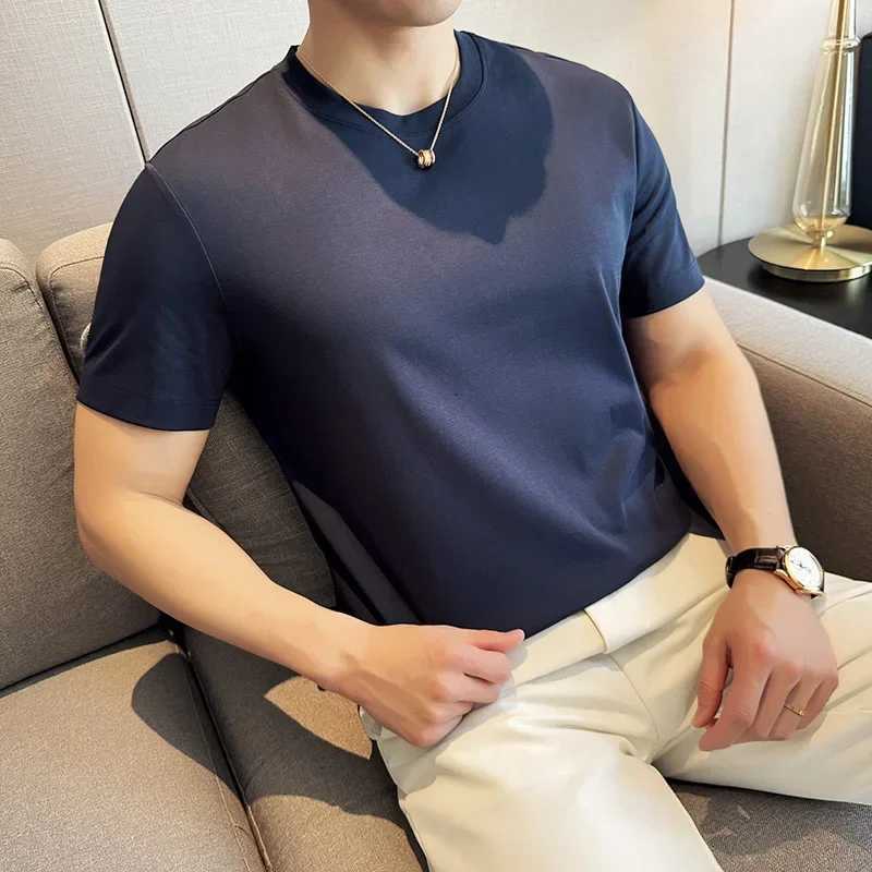 Mens T-shirt Short Sleeved Summer Thin Ice Silk Pure Cotton Top Round Neck T-shirt Sports Fitness Running Casual Mens Clothing Y250819