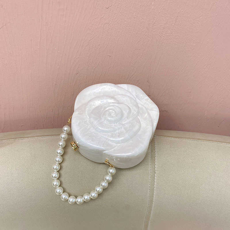 Fashionable Rose Flower Acrylic Bag Hot-Selling High-End Feel Coin Purse Lipstick Crossbody Clutch Bag