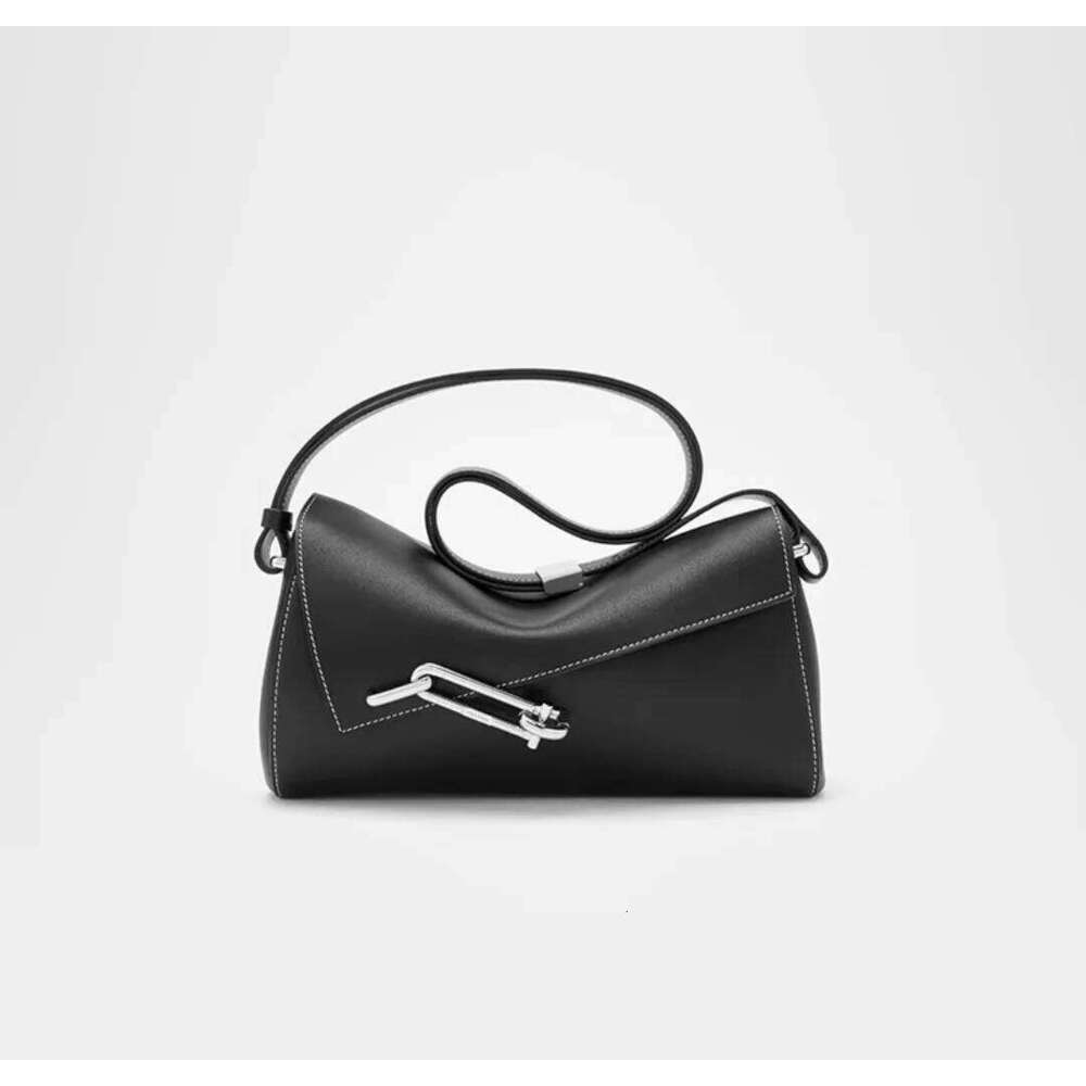 Autumn And Winter New Lock Box Interlock Black Senior Small Square Bag Fashion Leather One Shoulder Crossbody Underarm Sheep