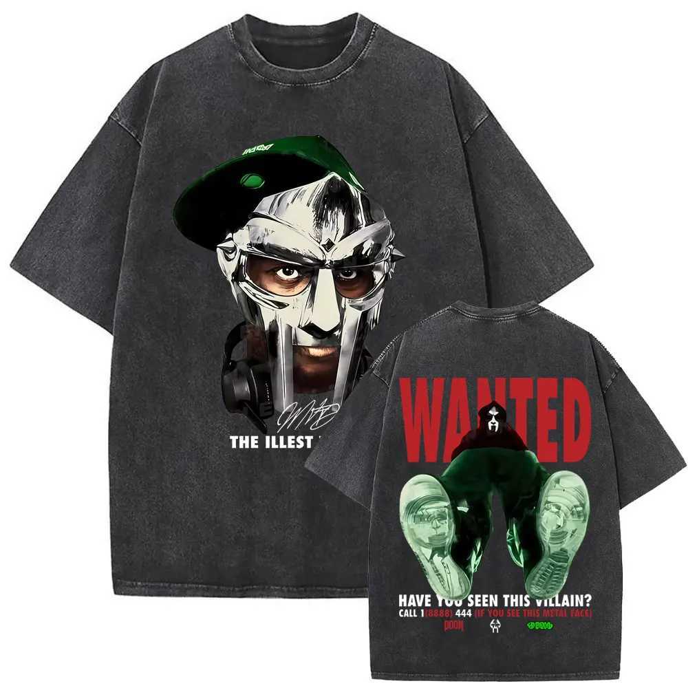 Washed Vintage Rapper Mf Doom MM FOOD Graphic Print Tshirt Men Women Hip Hop Fashion T-shirts Male Casual Oversized Streetwear Y250819