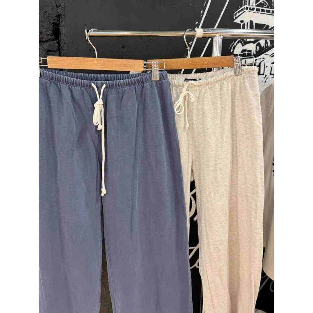 Solid Drawstring Straight Sweatpants Women Autumn High Waist Soft Cotton Trousers Casual Vintage Streetwear Sport Long Pant Y2k