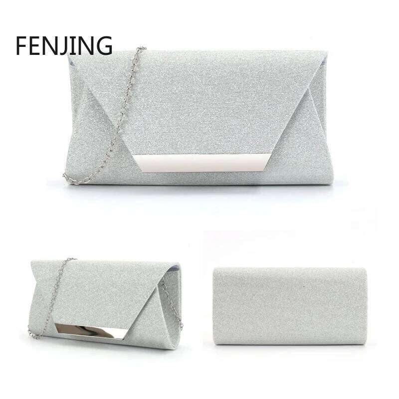 Glitter Shiny Evening Bags For Women Formal Bridal Wedding Clutch Purse Prom tail Party sier Envelope Chain Bag