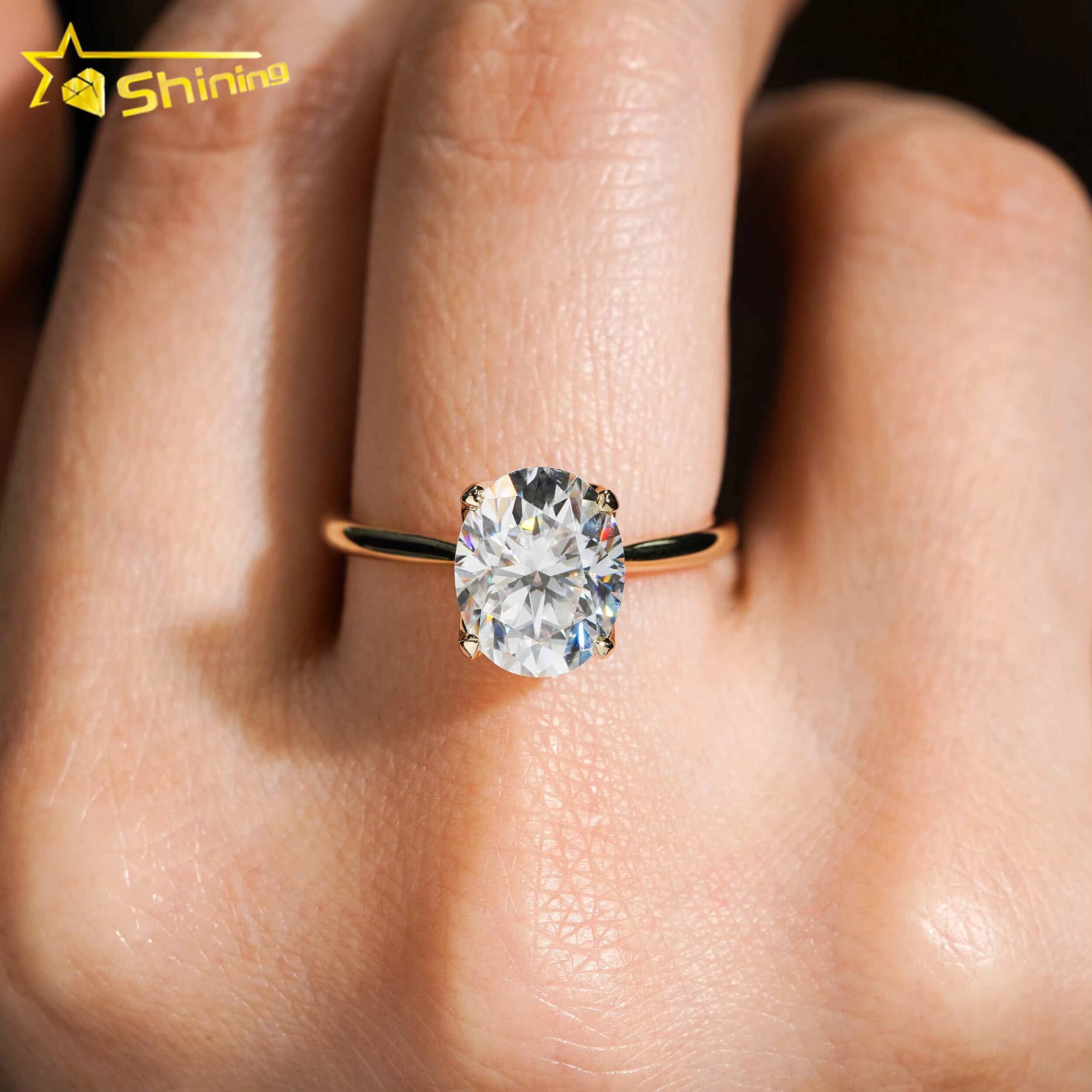 Custom 3CT Oval Lab Grown Cultivated Diamond Wedding Ring S925 10K 14K 18K Gold Fine Jewelry Engagement Moissanite Diamond Ring