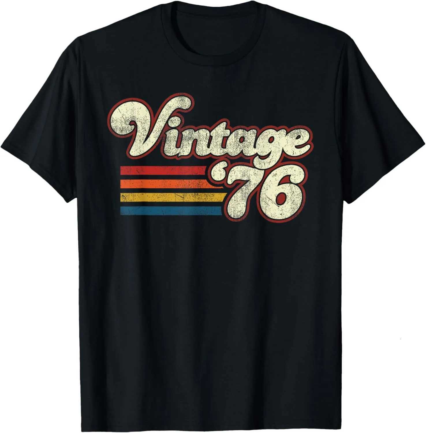 Vintage 1976 MUsic Cassette 48th Birthday Gifts Years Old T-Shirt Graphic Custom Printed Short SLeeve Shirts Men Clothing Y250819