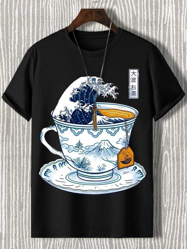 Teacup Graphic Mens T Shirt Japanese Art 3D Printed Casual Short Sleeve Tees Street Oversized Clothing Fashion Cartoon T-Shirts Y250819