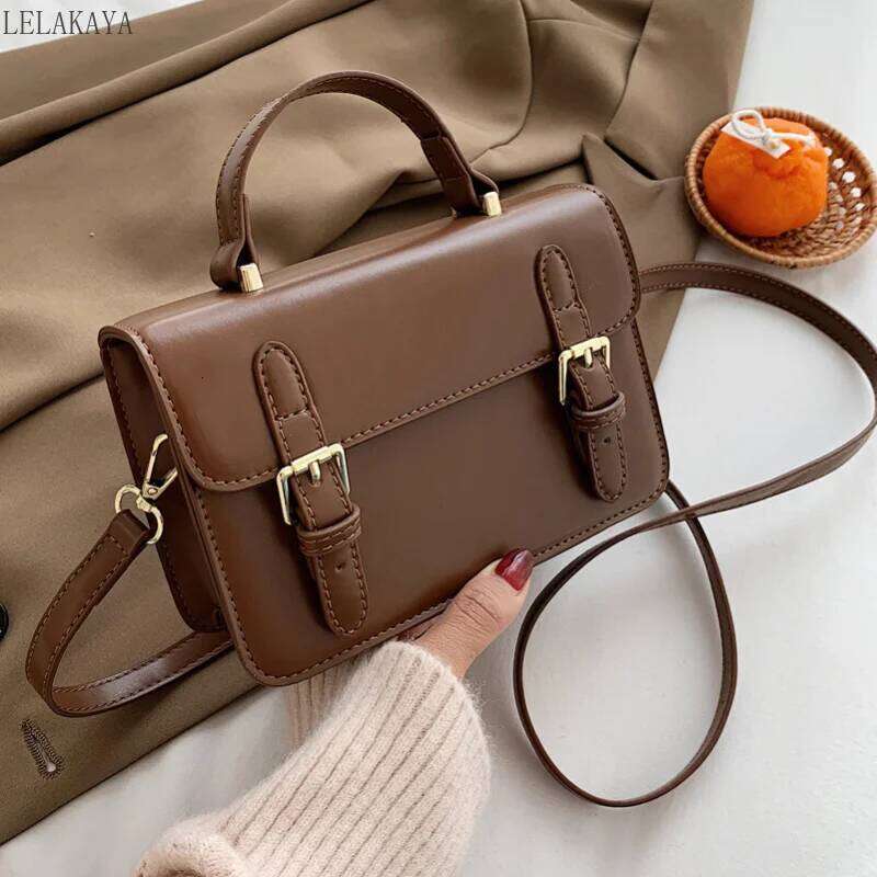 Vintage Fashion Square Tote New High Quality Shoulder PU Leather Handbags Women Portable Crossbody Messenger Bags