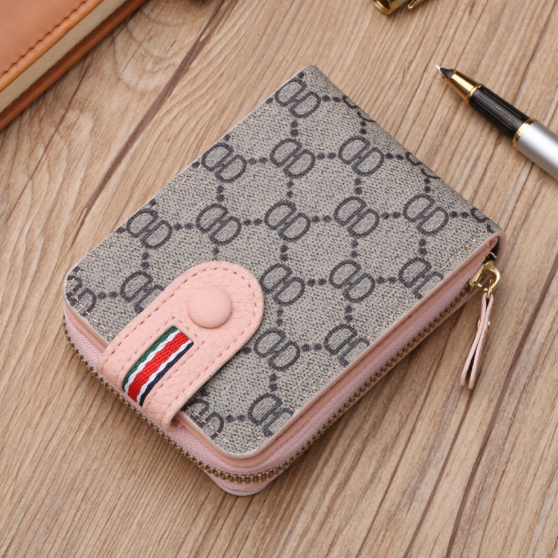 Free Shipping Designer Luxury Women's Zipper Card Holder European And American Fashion Vintage Flower Wallet Short Handbag Casual Coin Bag