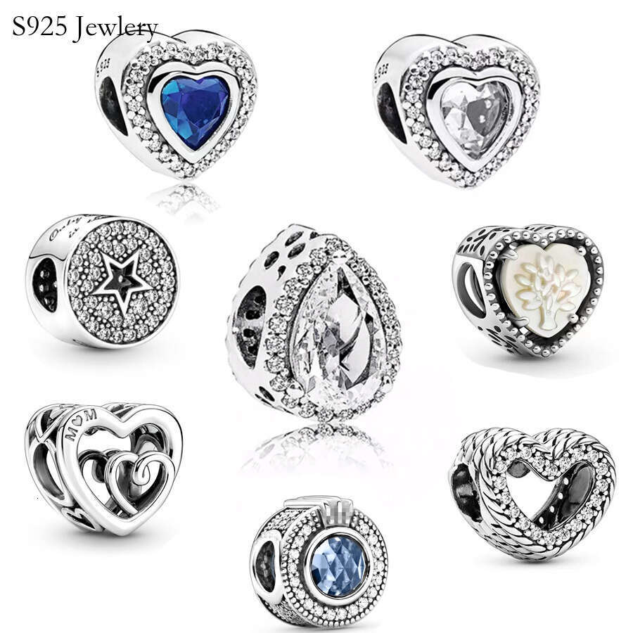 2025 925 Sterling Silver Glittering Blue Crown Unlimited Heart Charm Bead Suitable for Bracelet DIY Fashion Jewelry Free Shipping