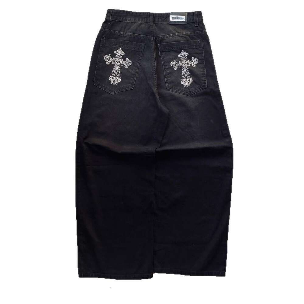 Street Hip Hop fashion Cross Skull Jeans Harajuku Punk Goth y2k Trousers