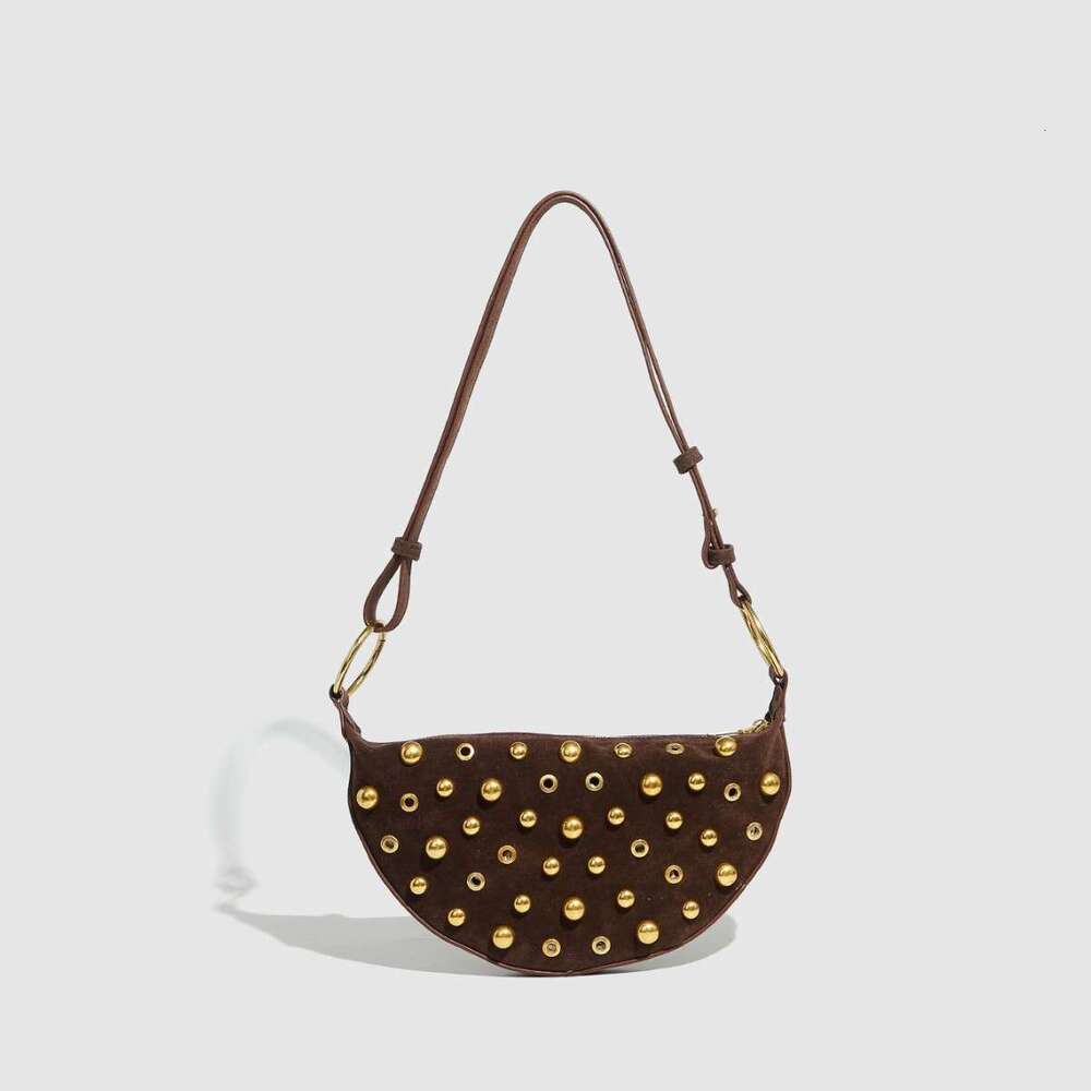 Eyelet Rivet Heavy Craft Polka Dot Bags Crossbody Punk Designer Style Shoulder Metallic Women's Bag