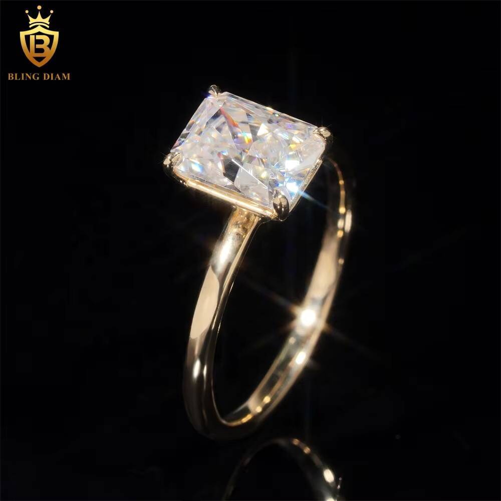 Ready Shipping High Quality Fashion Fine Jewelry VVS Miossanite Diamond 14K Yellow Gold Engagement Wedding Ring