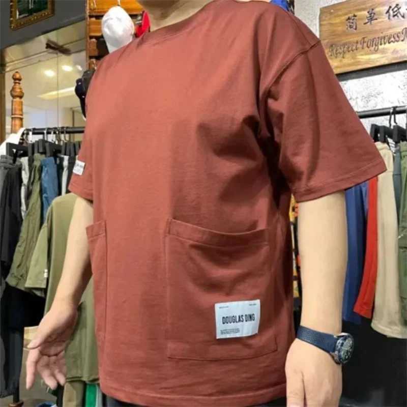 2025 New Mens Multi-pocket Short Sleeve T-shirts Casual Solid Color Round Neck Tshirt Summer Y2K Vintage Streetwear Tee Shirt Y250819
