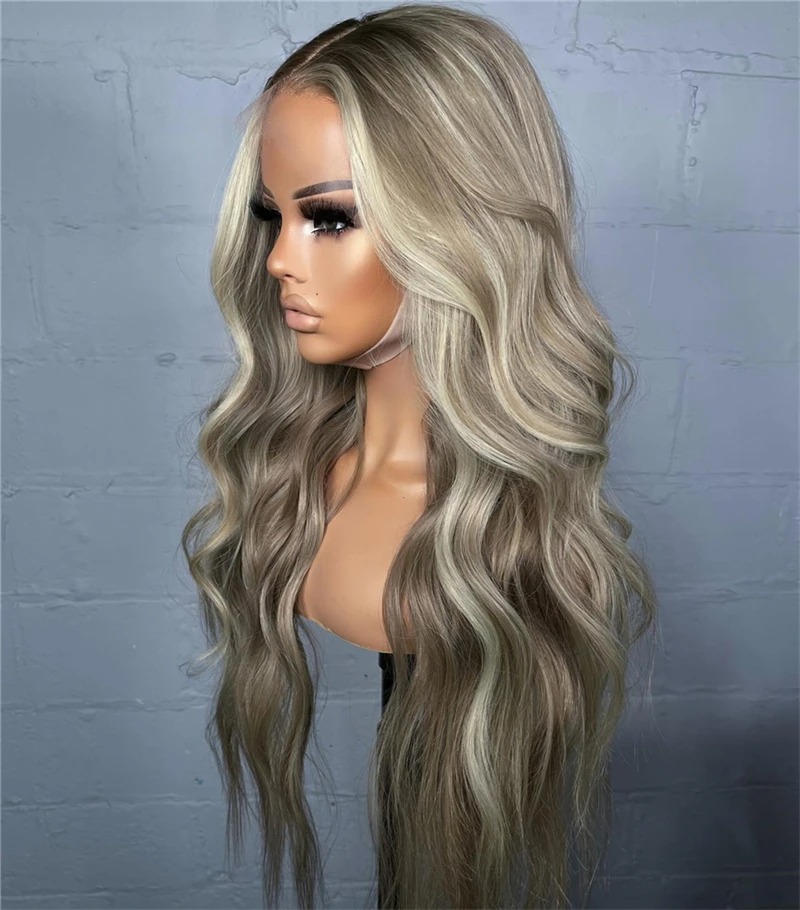 Silver Grey Human Hair Wig Body Wave 13x4 HD Transparent Lace Front Wig Pre Plucked 180% Density Glueless Lace Frontal Wig Ready To Wear Synthetic