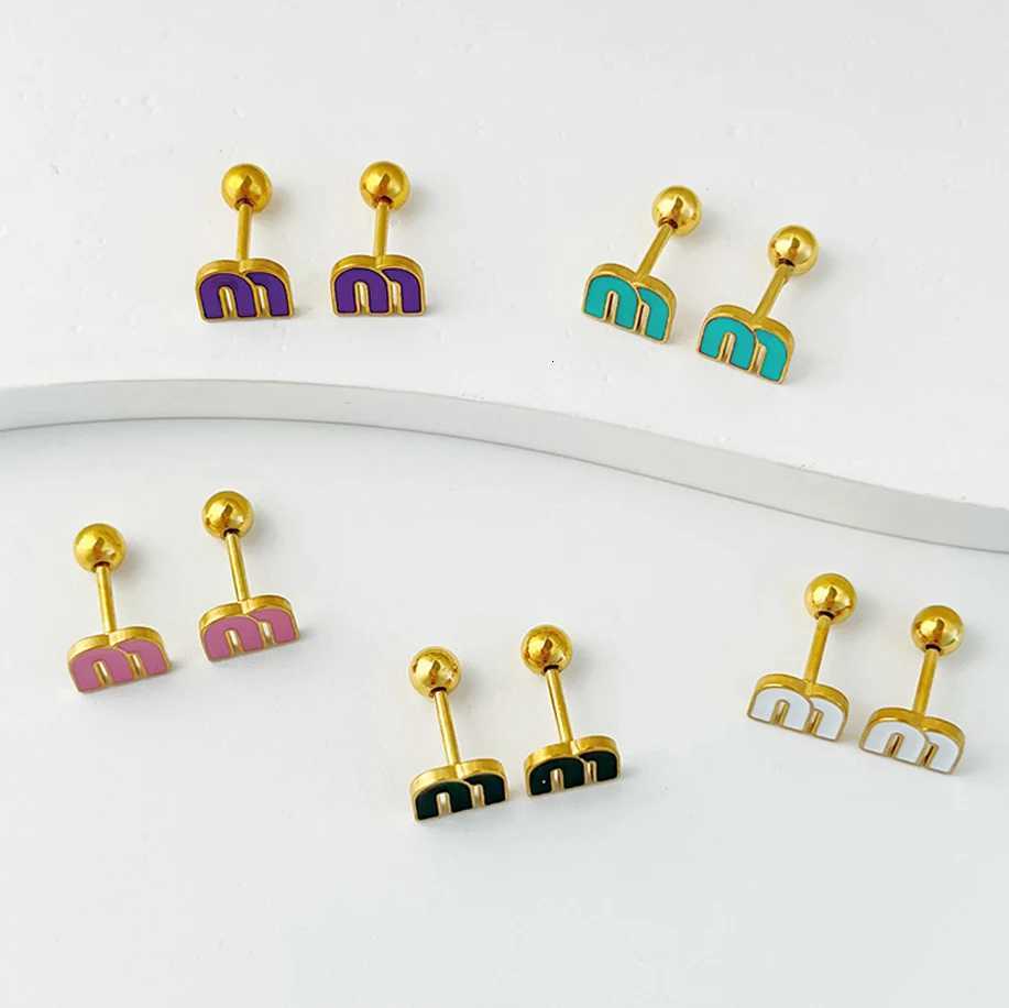 Stainless Steel Letter M ALTERA Screw Stud Earrings for Women Fashion Luxury Small Ball Screws Earrings Piercing Jewelry Gift 1 G250820aw