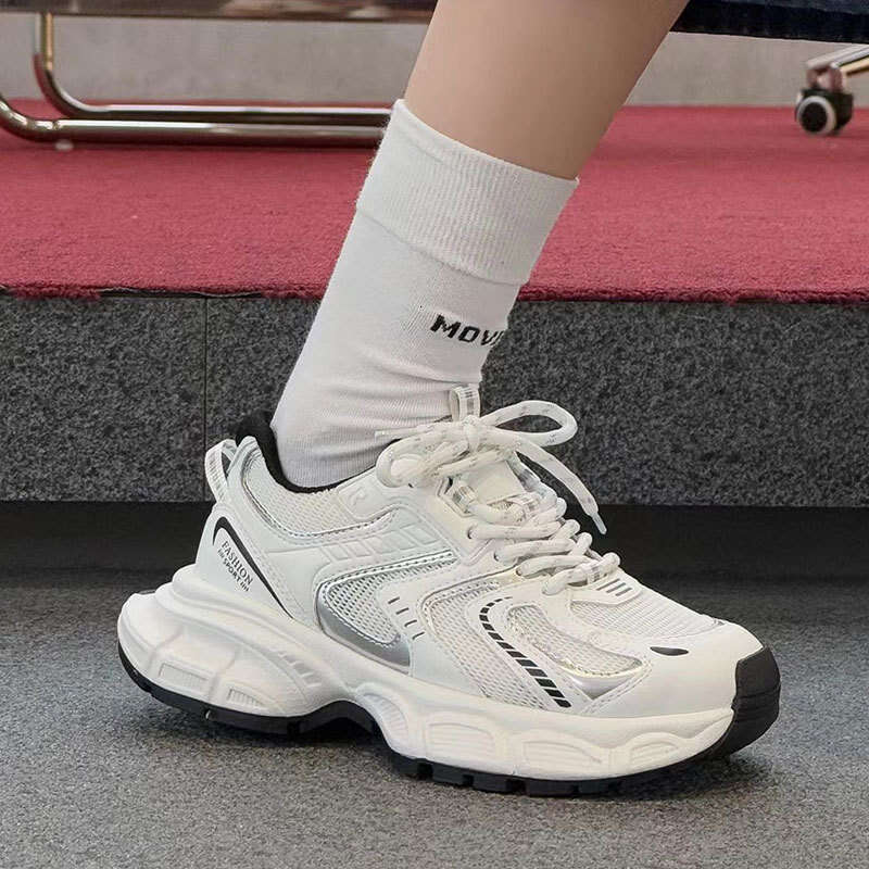 Thick-Soled Dad for Women 2025 Summer New Mesh Breathable Height-Increasing Versatile Fashion Color-Block Casual Shoes