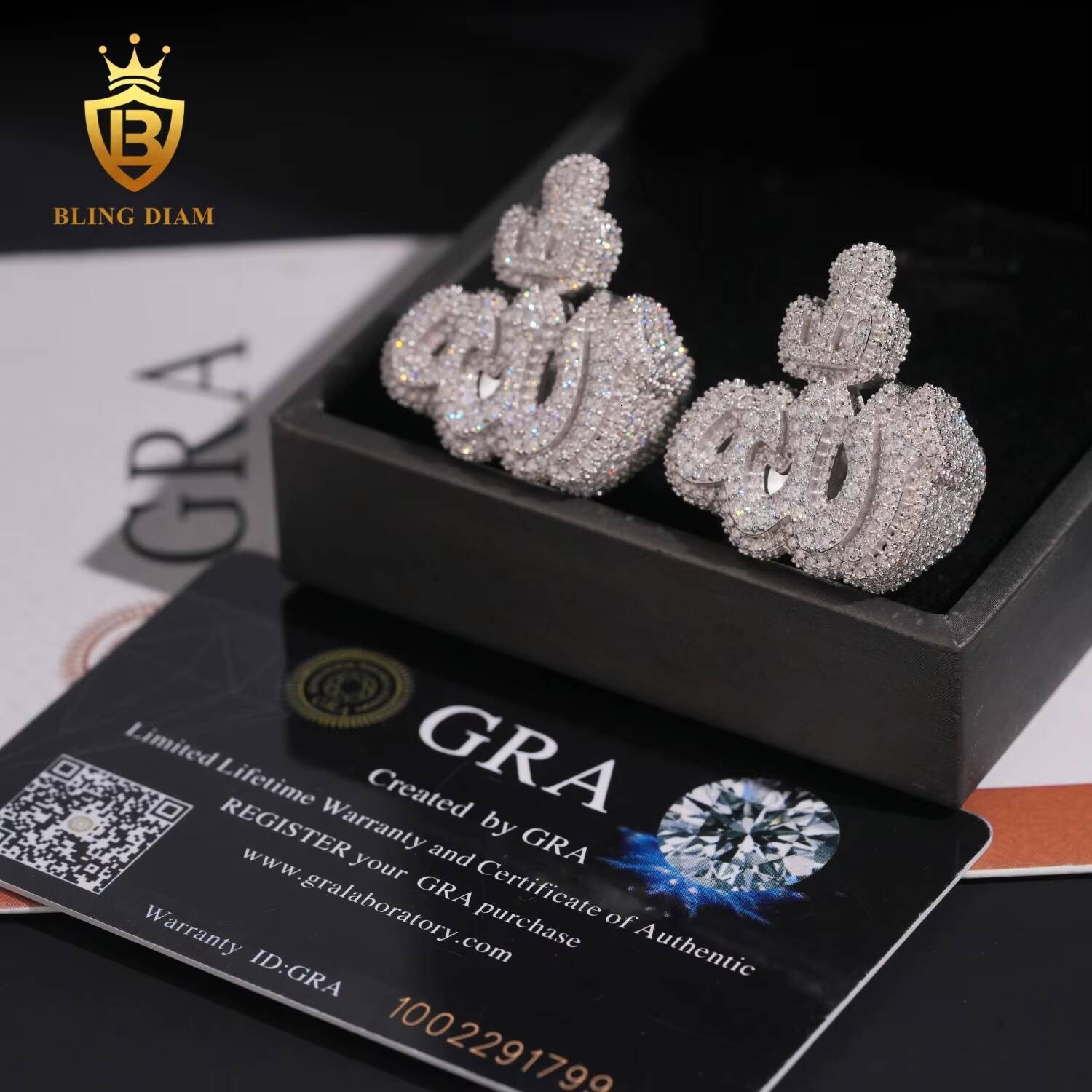 GRA Certificate Fine Jewelry Iced Out Hip Hop Jewelry 925 Sterling Silver Diamond Custom Moissanite Ring Allah Ring