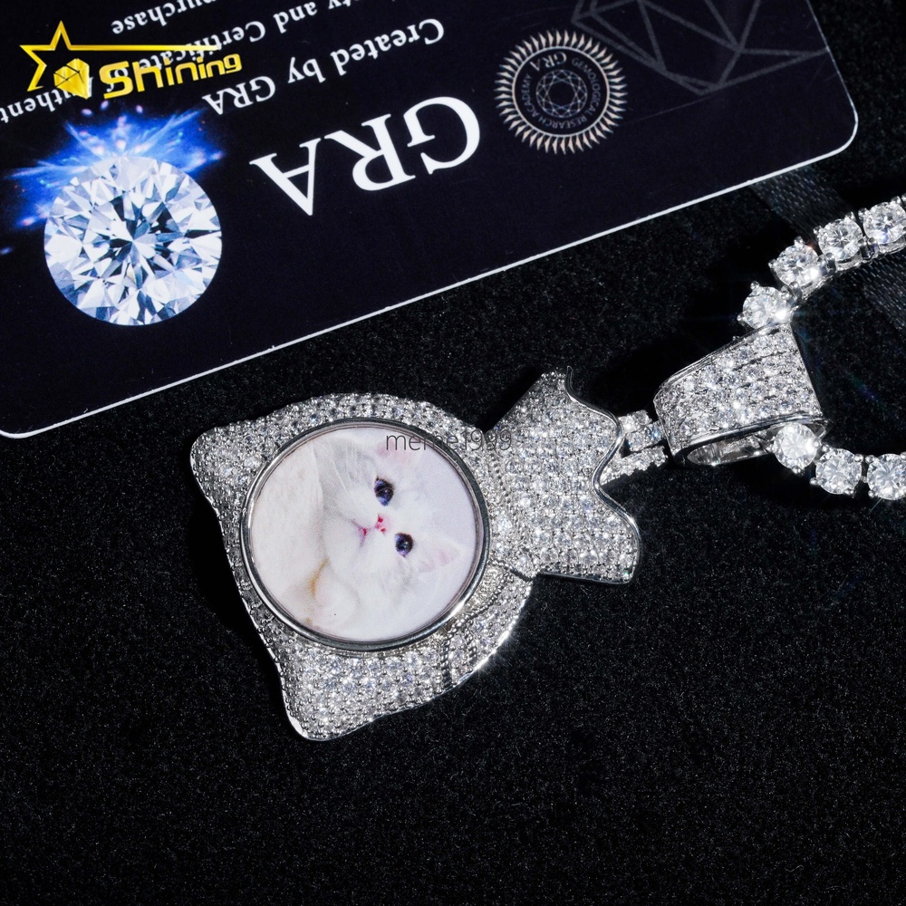 Top Quality 925 Silver Money Bag Memory Custom VVS Moissanite Diamond Picture Pendant