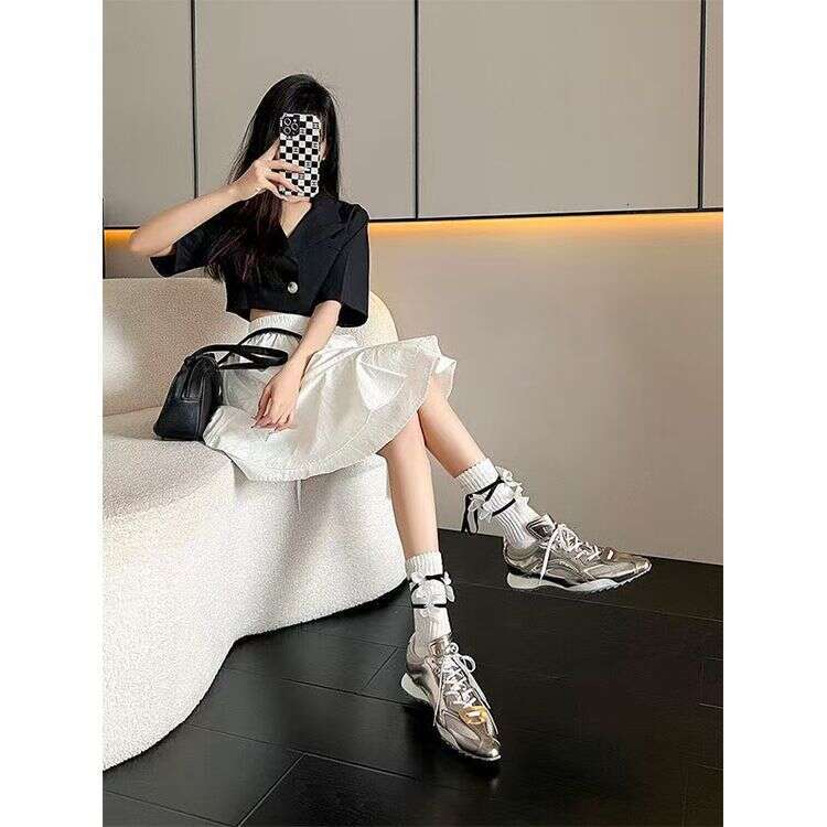 Women's Thick-Soled Versatile Casual Sneakers Asymmetric Tongue German Training Height Increasing Boxing Shoes 2025 New Model