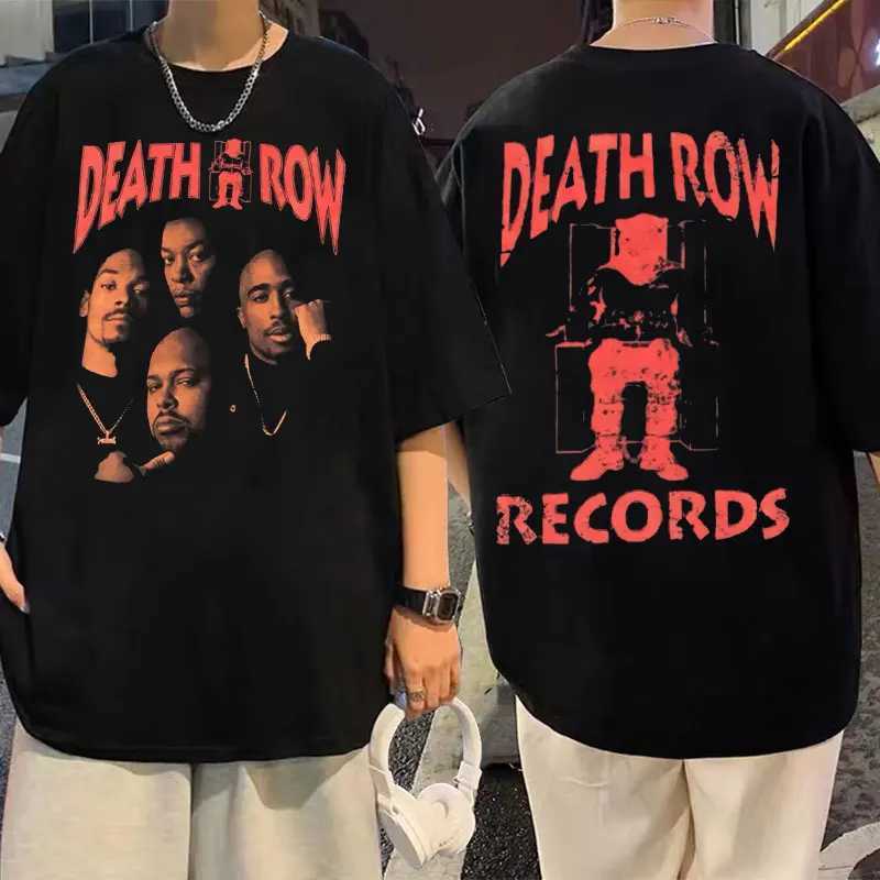 Death Row Records Double Sided Graphic Tshirt Men Women Hip Hop Style T-shirt Man Retro T Shirts Rapper Mens Fashion Streetwear Y250819