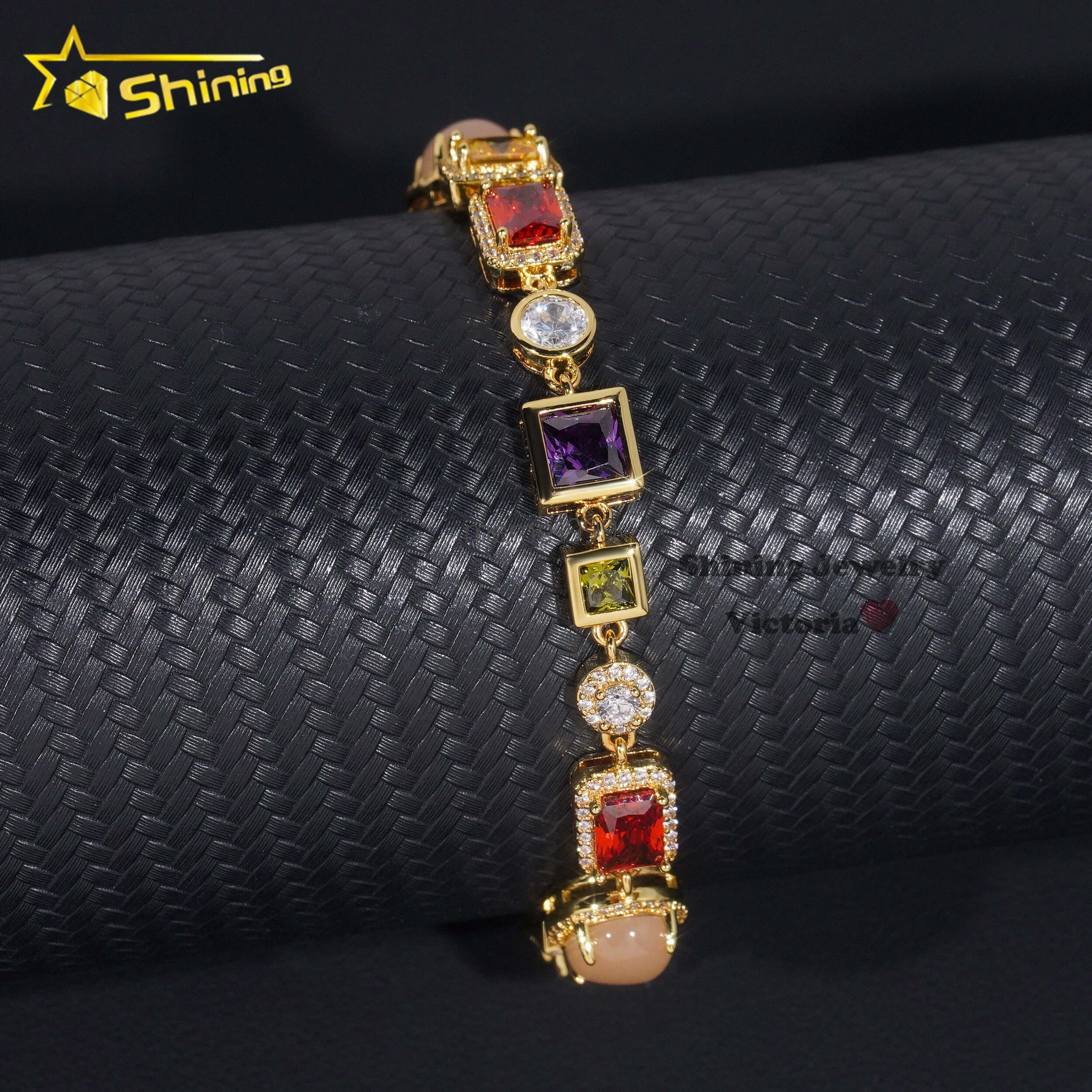 New Arrival Fashion Jewelry Men Stree Fashion Icd Out moissanite Multi Color Gemstone Hip Hop Mutif Necklace