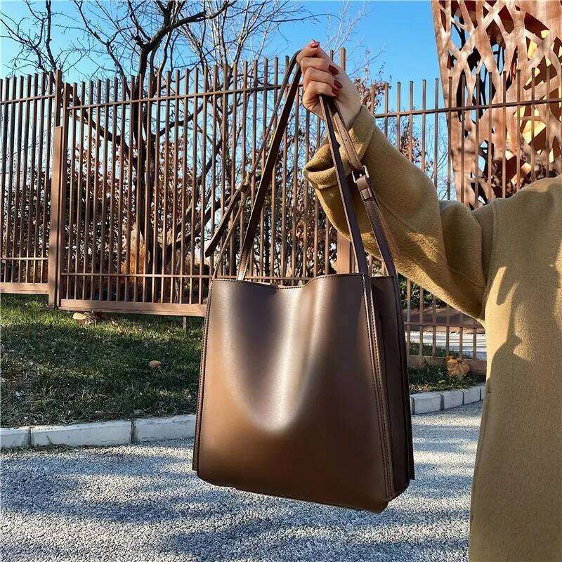 Quality Tote Shoulder Leather Handbag Designer Totes Large Capacity Solid Color Shopper Bag Women Bolsos