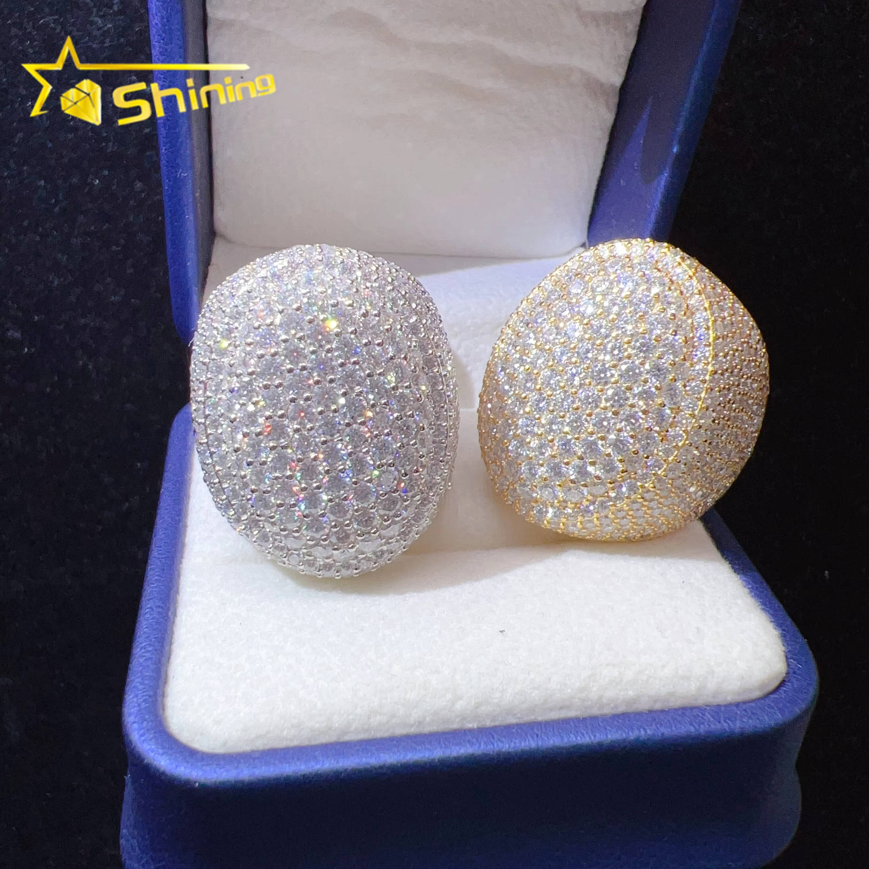 Pass Diamond Tester Iced Out Custom VVS Moissanite Hip Hop Sterling Silver 925 Rings