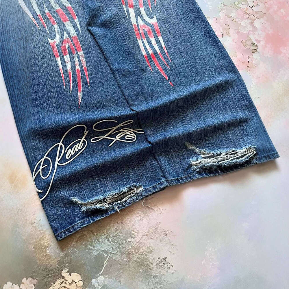 2025 New Hip-Hop Pattern Printed Loose Jeans for Women Y2K High Street Harajuku Long Pants